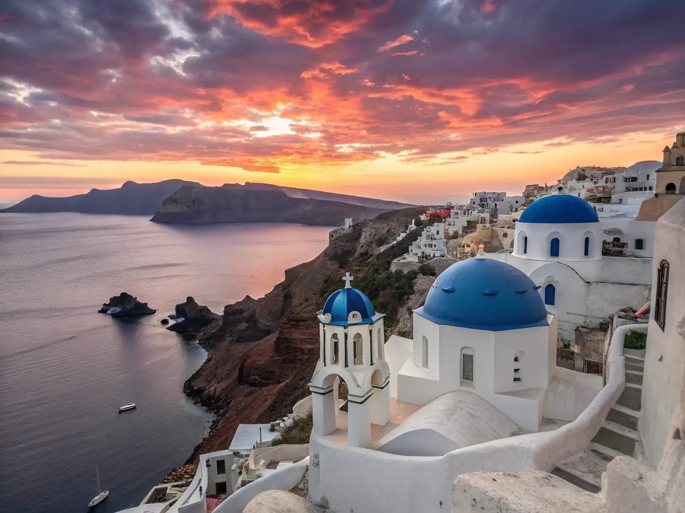 A well-maintained villa in Santorini, showcasing the pristine condition achieved through Hestia Blue's property care services. The image should convey cleanliness, security, and attention to detail.